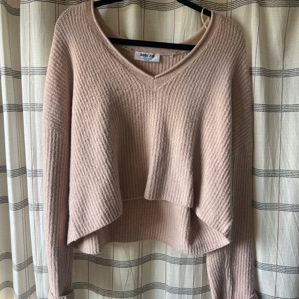 Double Zero Pink V-Neck Knit Sweater